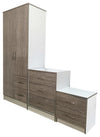 Bedroom Furniture Set, MDF Wardrobe, 3-Drawer Chest, Bedside Cabinet, Grey DL Modern