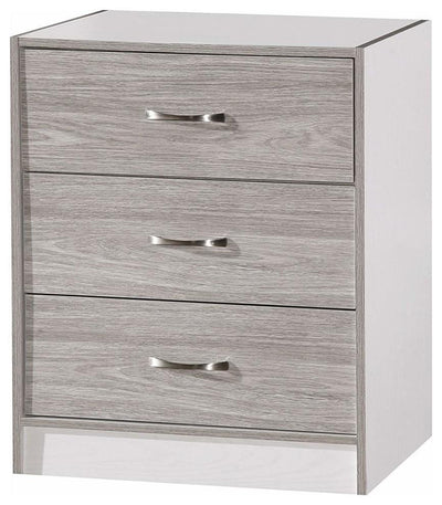 Bedroom Furniture Set, MDF Wardrobe, 3-Drawer Chest, Bedside Cabinet, Grey DL Modern