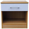 Bedroom Set with Wardrobe, 3 Drawer Chest and Bedside Cabinet, Gloss White-Oak
