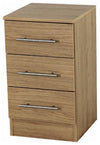 Bedside Cabinet in Painted Solid Wood with 3 Storage Drawers, Oak DL Modern
