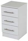 Bedside Cabinet in Painted Solid Wood with 3 Storage Drawers, White DL Modern