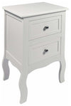 Bedside Cabinet, White Finished MDF With 2-Storage Drawers and Metal Knobs DL Traditional