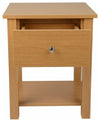 Bedside Table, Oak Finished Solid Wood With Drawer and Open Shelf for Storage DL Contemporary