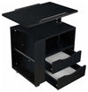 Bedside Table With Adjustable-Swivel Table Top, Drawers, Wheels and Open Shelf DL Modern