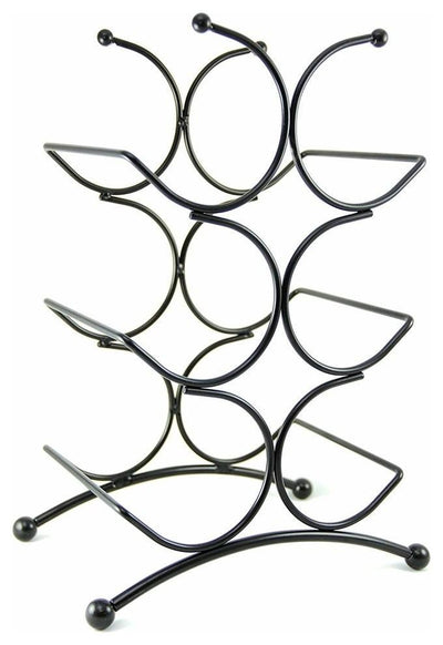 Bordeaux Wine Rack, Metal With 6-Bottle Capacity, Traditional Design, Black DL Traditional