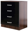 Chest of 4-Drawer, High Gloss Walnut-Black Finished MDF With Metal Runners DL Modern