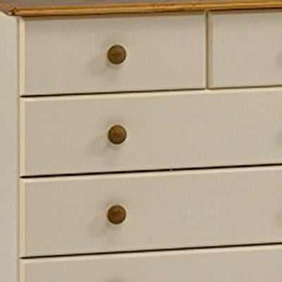 Chest of 9 Drawers in MDF With Pine Top Bun Feet, Cream Finished DL Modern