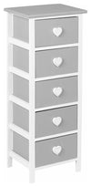 Chest of Drawers, Grey-White Finished Wood With Heart Shaped Drawer Handles DL Modern