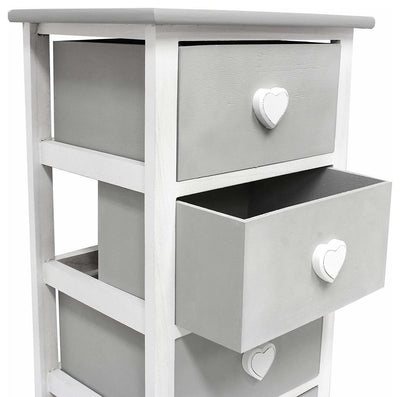 Chest of Drawers, Grey-White Finished Wood With Heart Shaped Drawer Handles DL Modern