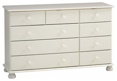 Chest of Drawers in Painted MDF with Bun Turned Feet and 9 Storage Drawers DL Contemporary