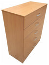 Chest of Drawers, MDF, Metal Runners and Handles, 5 Storage Compartments, Beech DL Modern