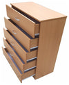 Chest of Drawers, MDF, Metal Runners and Handles, 5 Storage Compartments, Beech DL Modern