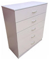 Chest of Drawers, MDF, Metal Runners and Handles, 5 Storage Compartments, White DL Modern