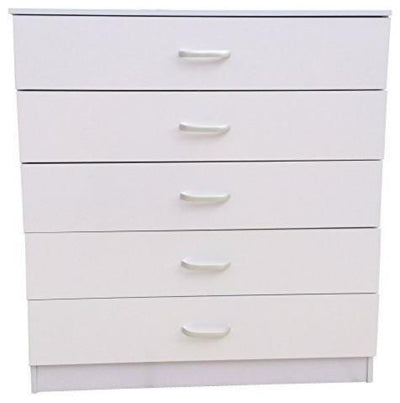 Chest of Drawers, MDF, Metal Runners and Handles, 5 Storage Compartments, White