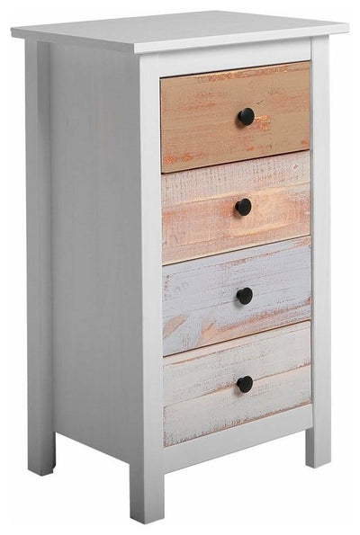 Chest of Drawers With White Finished Wooden Frame and Multi-Coloured Drawers DL Traditional