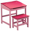 Childrens Desk Set with Pink Finish, Table with Raised Shelf Section and Chair DL Contemporary