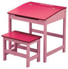 Childrens Desk Set with Pink Finish, Table with Raised Shelf Section and Chair DL Contemporary