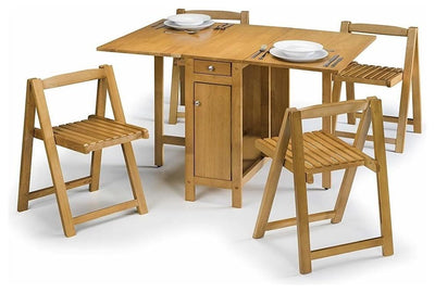 Compact Dining Set, Wood With Table and 4 Chairs, Light Oak DL Modern