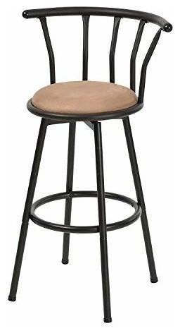 Consigned Bar Stool, Black Steel Frame With Extra Padded Cushioned Seat DL Industrial