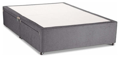Consigned Double Bed Base, Charcoal Finish Fabric With Drawers and Caster Wheels DL Modern