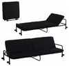 Consigned Foldable Sofa Bed, Black Fabric Upholstered With Armrest and Wheels DL Modern