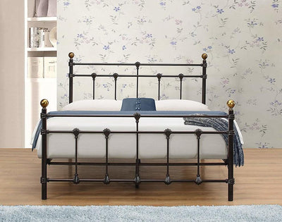 Consigned Metal Bed Frame With Sprung Slatted Base, Double Bed, Black DL Traditional