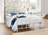 Consigned Metal Bed Frame With Sprung Slatted Base, Double Bed, Cream DL Traditional