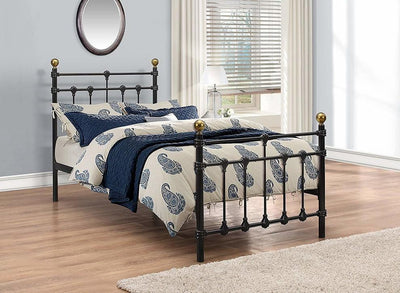 Consigned Metal Bed Frame With Sprung Slatted Base, Single Bed, Black DL Traditional