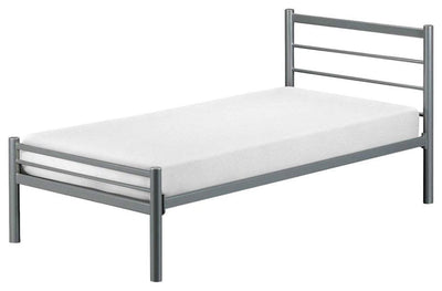 Consigned Single Bed Frame, Grey Finished Metal With Sprung Slatted Base DL Contemporary