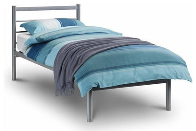 Consigned Single Bed Frame, Grey Finished Metal With Sprung Slatted Base DL Contemporary