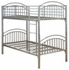 Consigned Single Bunk Bed, Silver Finished Metal With Side Secured Ladder DL Traditional