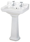 Consigned Traditional Hole Wash Basin Sink and Full Pedestal, Ceramic DL Traditional