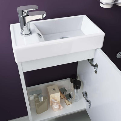 Consigned Wall Mounted Vanity Sink Unit, High Gloss White Ceramic DL Modern