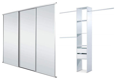 Consigned Wardrobe With Mirrored Frame and Triple Sliding Doors for Comfort DL Modern