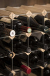 Contemporary 15 Bottle Wine Rack, Finished Pine Wood with Steel Frame, Natural DL Traditional