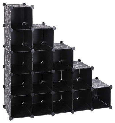 Contemporary 16-Cube Modular Shoe Rack, Plastic, Perfect for Space-Saving DL Contemporary