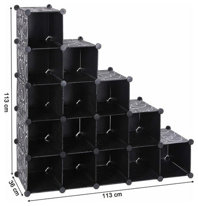 Contemporary 16-Cube Modular Shoe Rack, Plastic, Perfect for Space-Saving DL Contemporary
