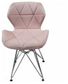 Contemporary 2 Chairs Set, Chrome Metal Legs and Faux Leather Padded Seat, Pink DL Contemporary