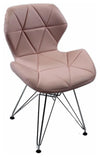 Contemporary 2 Chairs Set, Chrome Metal Legs and Faux Leather Padded Seat, Pink DL Contemporary