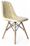 Contemporary 2 Chairs Set in Faux Leather, Solid Wood Legs and Buttoned Back, Mi DL Contemporary