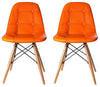 Contemporary 2 Chairs Set in Faux Leather, Solid Wood Legs and Buttoned Back, Or DL Contemporary