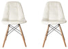 Contemporary 2 Chairs Set in Faux Leather, Solid Wood Legs and Buttoned Back, Wh DL Contemporary