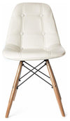 Contemporary 2 Chairs Set in Faux Leather, Solid Wood Legs and Buttoned Back, Wh DL Contemporary