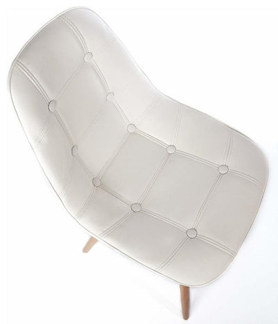 Contemporary 2 Chairs Set in Faux Leather, Solid Wood Legs and Buttoned Back, Wh DL Contemporary