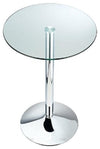 Contemporary Bar Table With Clear Tempered Glass Top and Chrome Stem and Base DL Contemporary