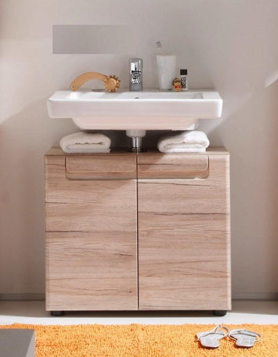 Contemporary Bathroom Furniture Under Sink Cabinet Unit, Brown Oak Finish DL Contemporary