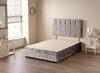 Contemporary Bed Base in Silver Velvet Fabric with Headboard and 2 Side Drawers DL Contemporary