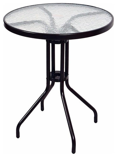 Contemporary Bistro Set, Round Tempered Glass Top Table and 2 Rattan Chairs DL Contemporary