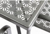 Contemporary Bistro Table, Grey Finished Metal, Square Patterned Design DL Contemporary