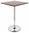 Contemporary Bistro Table with Walnut Finish Wooden Top and Chrome Plated Base DL Contemporary